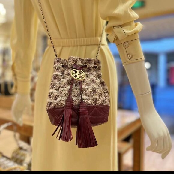 Tory Burch Tweed Fleming Soft Mini Bucket Bag - Picture 2 of 10